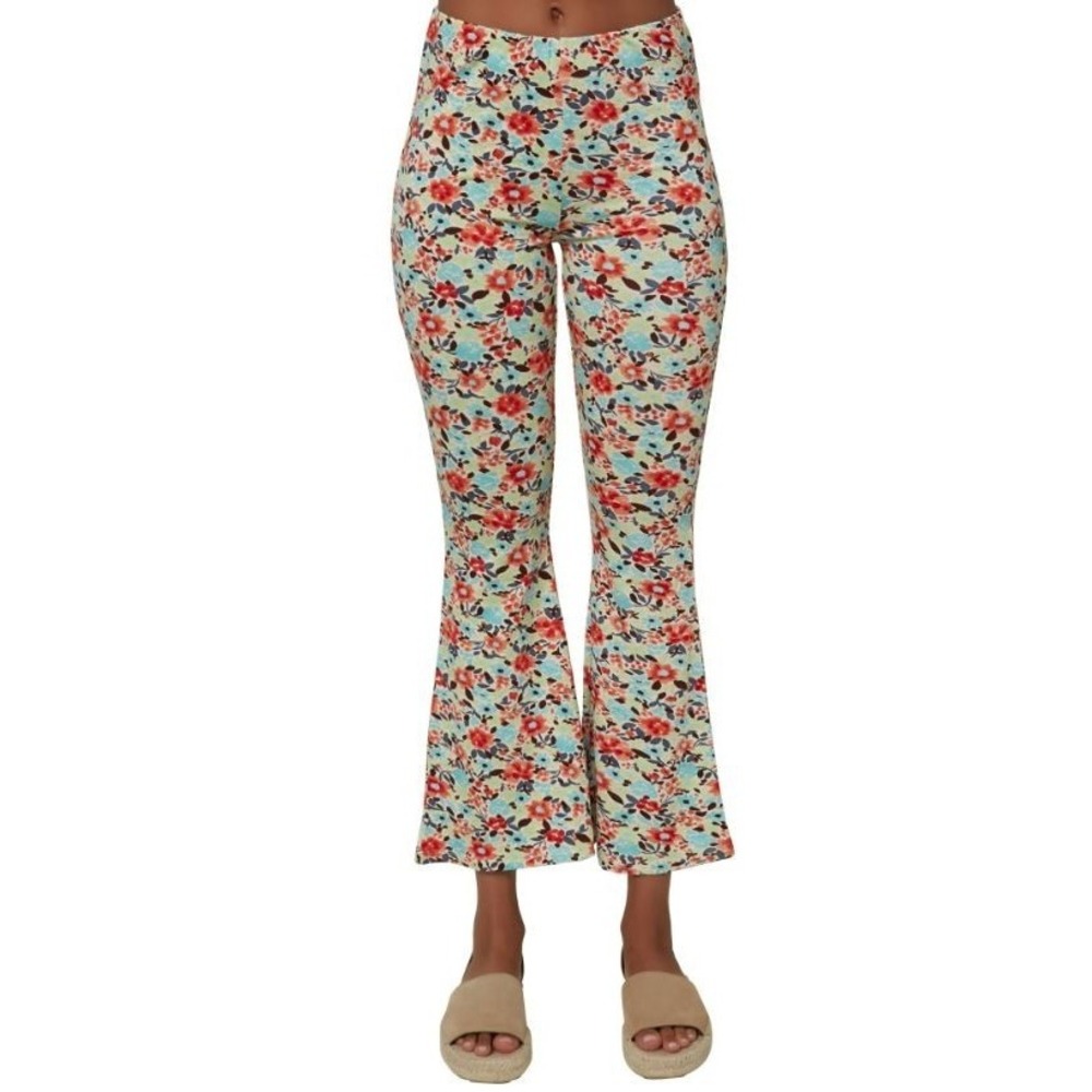 O'Neill Women's Dallen Floral Print Elastic Waist Flare-Leg Pants Multi XLarge